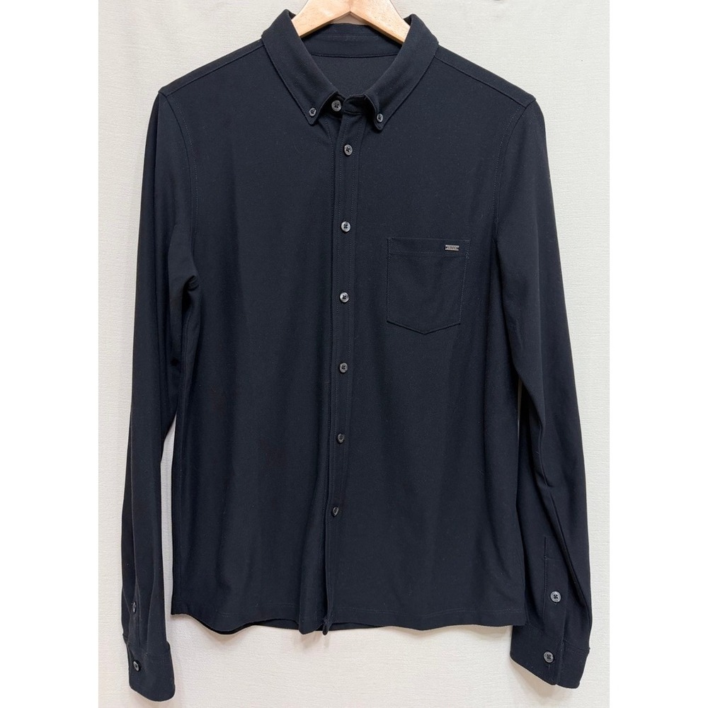 Vuori Men's Button Down Shirt Black Long Sleeve Performance Stretch Athletic S